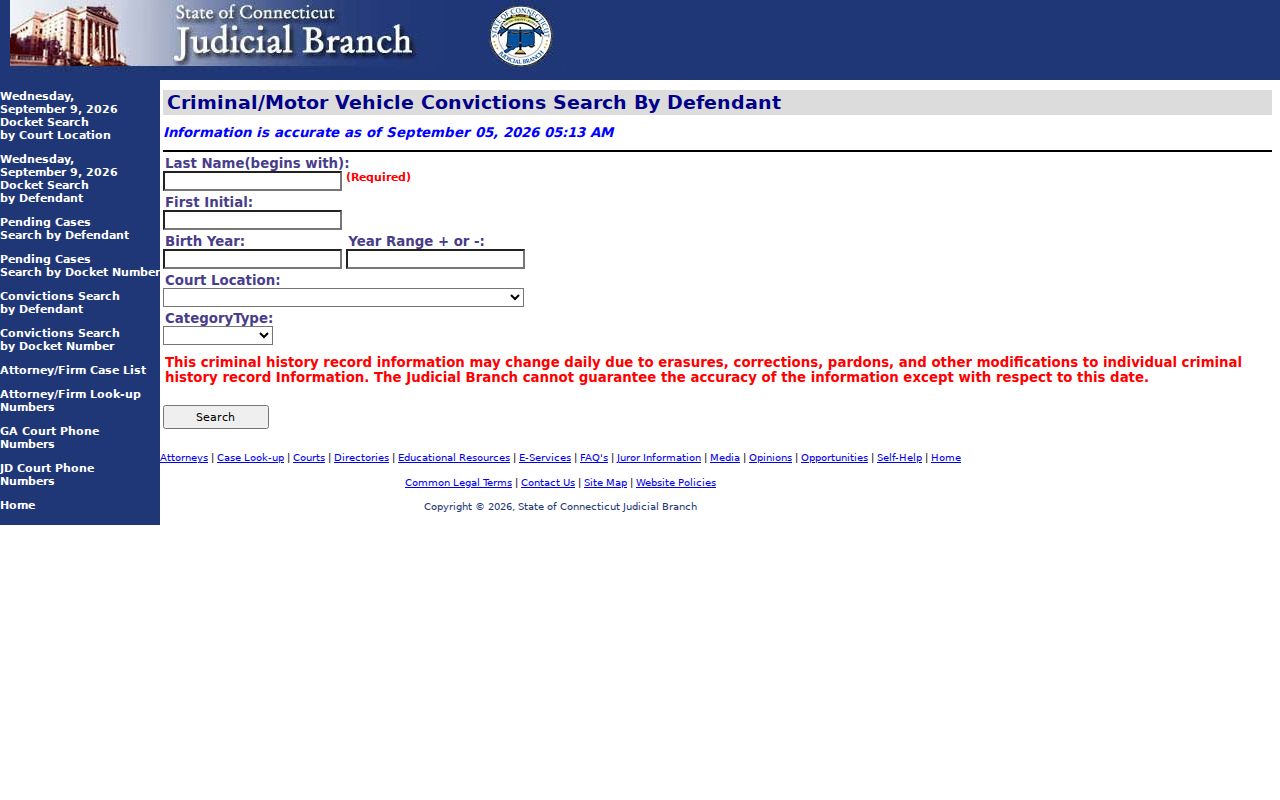 New Haven active warrant record disposition search interface