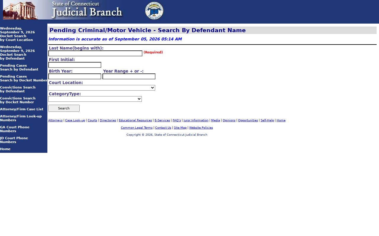 New Haven warrant check with pending criminal case search fields